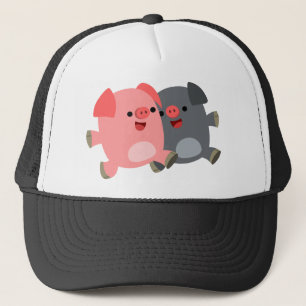 Casquette de cochons de dessin blanc et noir