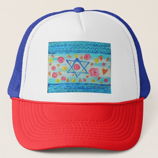 Casquette de drapeau israélien lunaire avec fleurs (Devant)