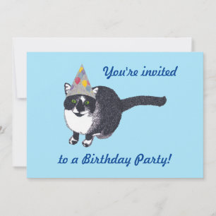 Casquette de fête de chats mignonnes Invitations d