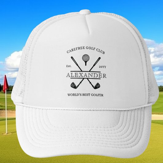 Casquette de golf noir et blanc à nom