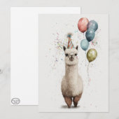 Casquette de la fête d'Alpaca et Balloons Carte de (Devant / Derrière)