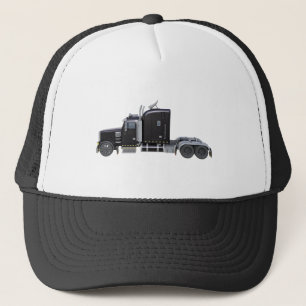 Casquette De noir camion semi avec de pleines lumières dans