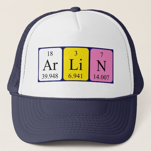 Casquette de nom de table périodique Arlin (Devant)