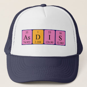 Casquette de nom de table périodique Asdis