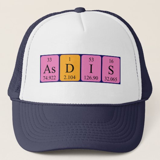 Casquette de nom de table périodique Asdis (Devant)
