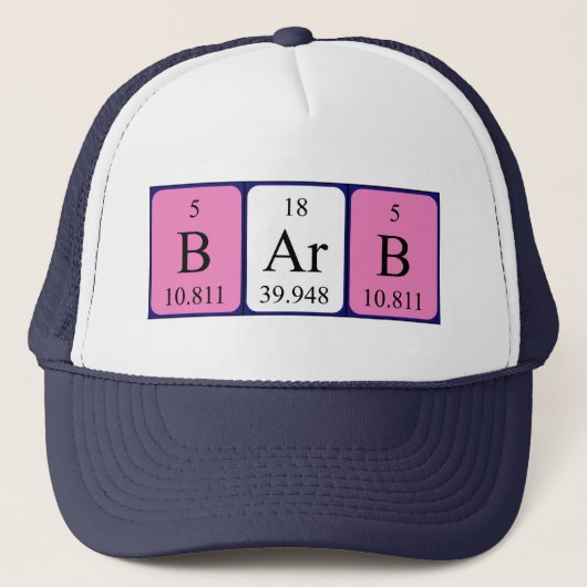 Casquette de nom de table périodique Barb (Devant)