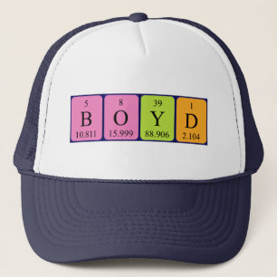 Casquette de nom de table périodique Boyd