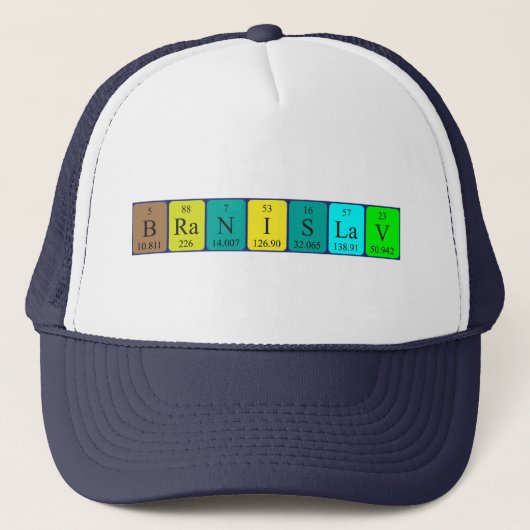 Casquette de nom de table périodique Branislav (Devant)