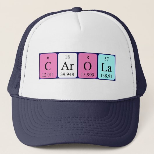 Casquette de nom de table périodique Carola (Devant)