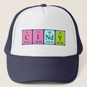 Casquette de nom de table périodique Cindy