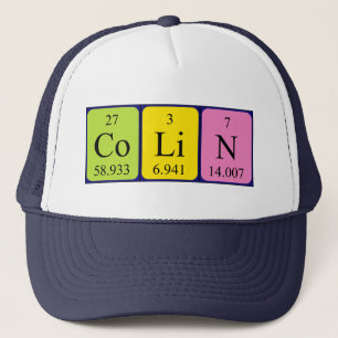 Casquette de nom de table périodique Colin