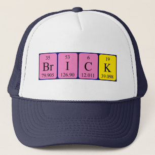Casquette de nom de table périodique de briques