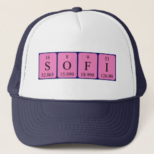 Casquette de nom de table périodique de Sofi