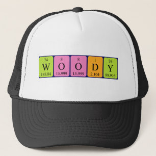Casquette de nom de table périodique de Woody