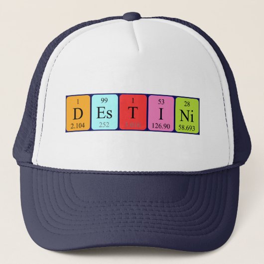 Casquette de nom de table périodique Destini (Devant)