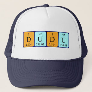 Casquette de nom de table périodique Dudu