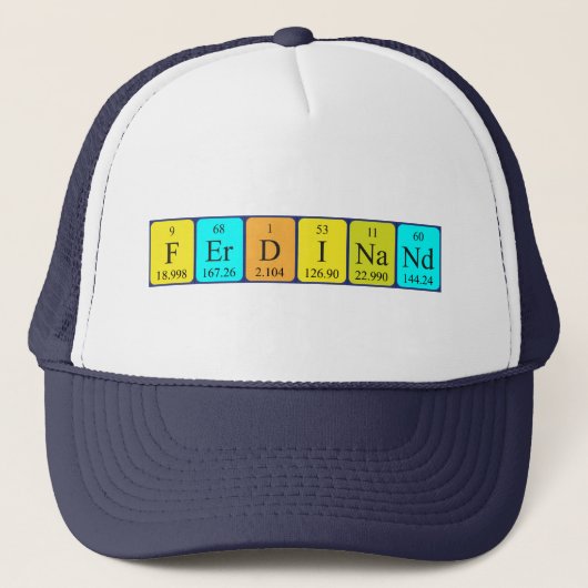 Casquette de nom de table périodique Ferdinand (Devant)