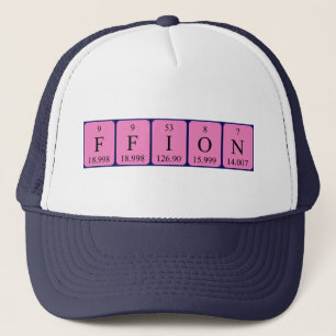 Casquette de nom de table périodique Ffion