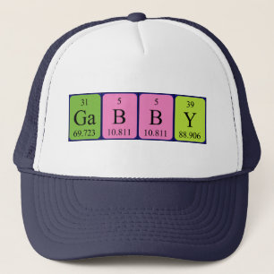 Casquette de nom de table périodique Gabby