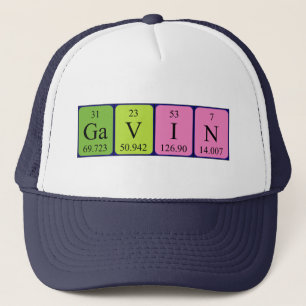 Casquette de nom de table périodique Gavin