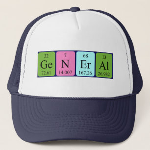 Casquette de nom de table périodique général