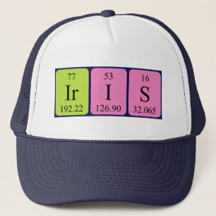 Casquette de nom de table périodique Iris