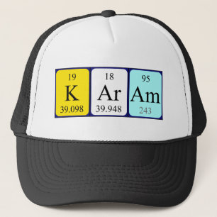 Casquette de nom de table périodique Karam