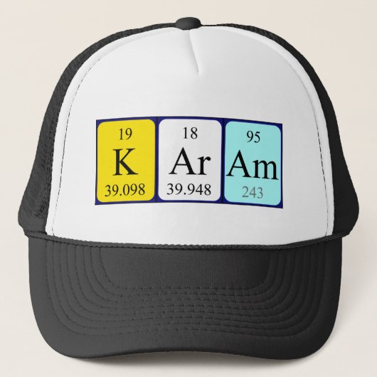 Casquette de nom de table périodique Karam (Devant)