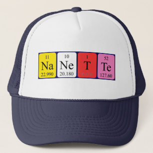 Casquette de nom de table périodique Nanette