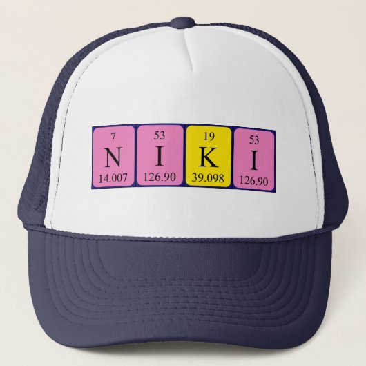 Casquette de nom de table périodique Niki (Devant)