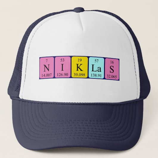 Casquette de nom de table périodique Niklas (Devant)