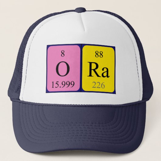 Casquette de nom de table périodique Ora (Devant)