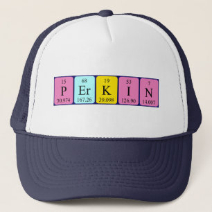 Casquette de nom de table périodique Perkin