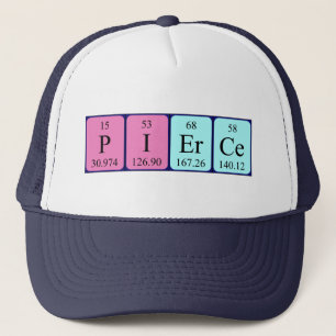 casquette de nom de table périodique Pierce