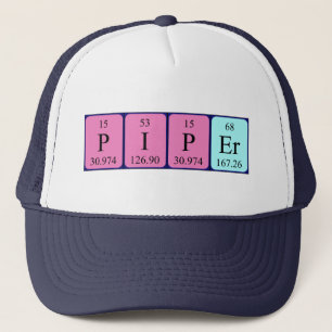 Casquette de nom de table périodique Piper