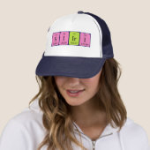 Casquette de nom de table périodique Siiri (En situation)