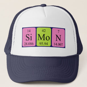 Casquette de nom de table périodique Simon