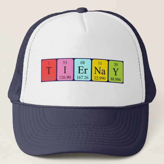 Casquette de nom de table périodique Tiernay (Devant)