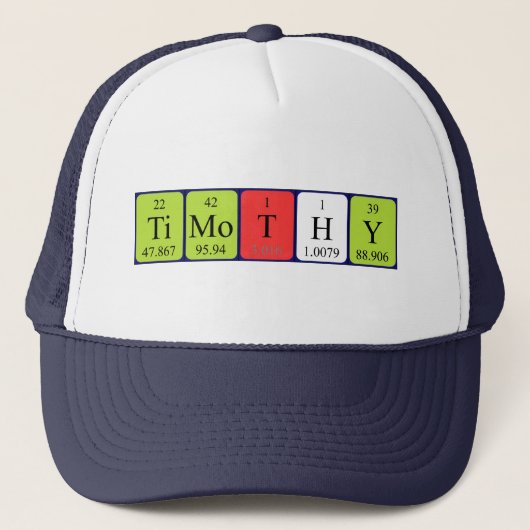 Casquette de nom de table périodique Timothy (Devant)