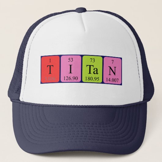Casquette de nom de table périodique Titan (Devant)