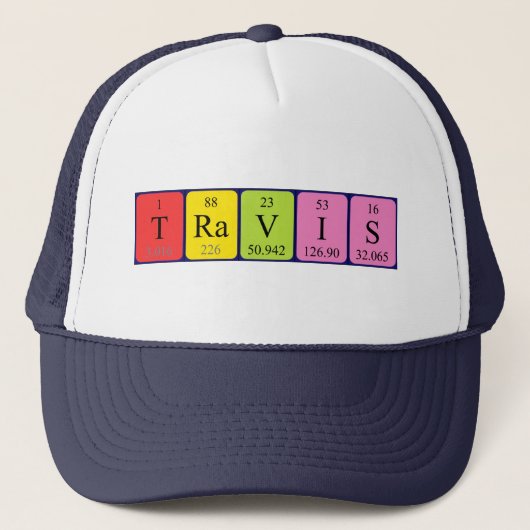 Casquette de nom de table périodique Travis (Devant)