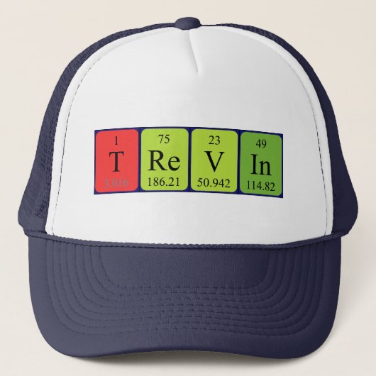 Casquette de nom de table périodique Trevin (Devant)