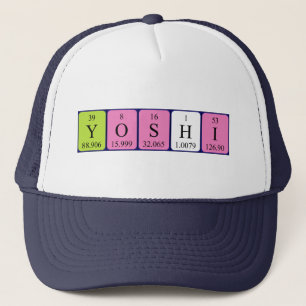 Casquette de nom de table périodique Yoshi