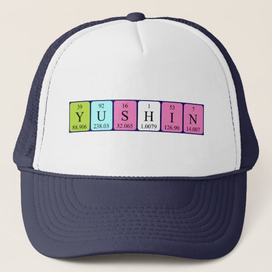 Casquette de nom de table périodique Yushin (Devant)