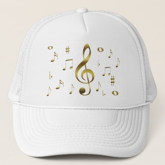 Casquette de notes musicales d'or (Devant)