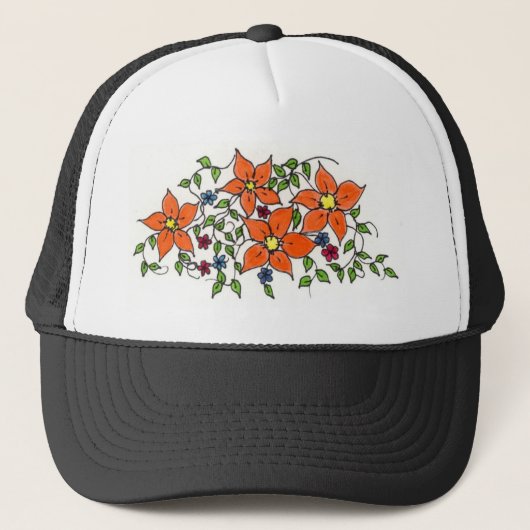 Casquette de patchs de fleurs (Devant)