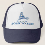 Casquette de pêche | Né à pêcher avec conception d<br><div class="desc">Casquette de pêche | Né à la pêche avec conception de bateau. Idée cadeau amusante pour les amateurs de yachting,  de navigation et de pêche. Idéal aussi pour les retraités.</div>