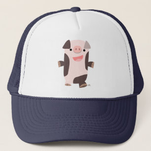 Casquette de porc souriant joli dessin animé