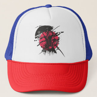 Casquette de samouraï rouge et noir