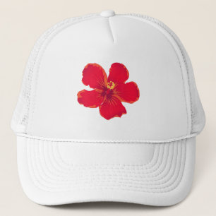 Casquette de seau brodé à fleurs rouges